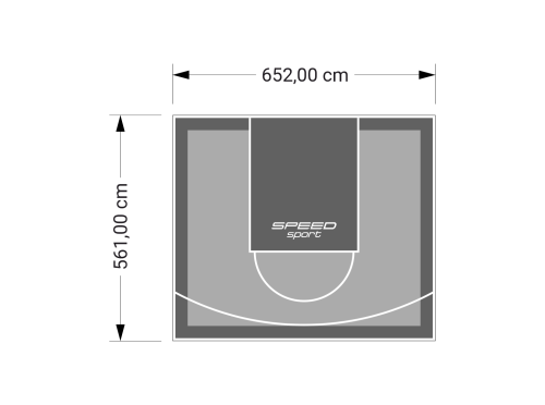 37M2/561X652CM SZARO-GRAFITOWE BOISKO DO KOSZYKÓWKI SPEEDSPORT HEXA POWER PRO