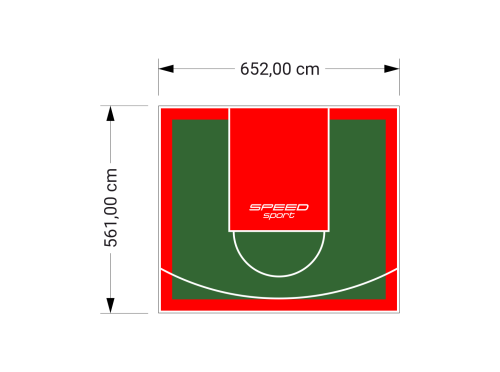 37M2/561X652CM ZIELONO-CZERWONE BOISKO DO KOSZYKÓWKI SPEEDSPORT HEXA POWER PRO