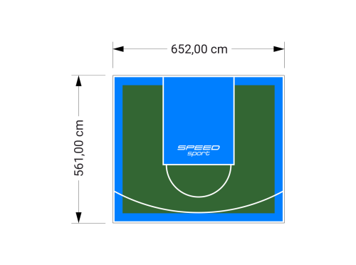 37M2/561X652CM ZIELONO-BŁĘKITNE BOISKO DO KOSZYKÓWKI SPEEDSPORT HEXA POWER PRO