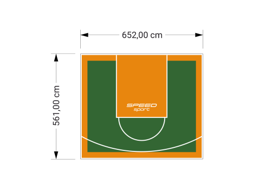 37M2/561X652CM ZIELONO-POMARAŃCZOWE BOISKO DO KOSZYKÓWKI SPEEDSPORT HEXA POWER PRO