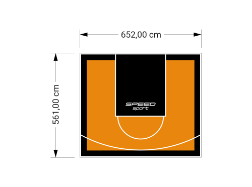37M2/561X652CM POMARAŃCZOWO-CZARNE BOISKO DO KOSZYKÓWKI SPEEDSPORT HEXA POWER PRO