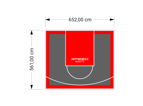 37M2/561X652CM GRAFITOWO-CZERWONE BOISKO DO KOSZYKÓWKI SPEEDSPORT HEXA POWER PRO