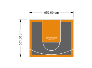 37M2/561X652CM GRAFITOWO-POMARAŃCZOWE BOISKO DO KOSZYKÓWKI SPEEDSPORT HEXA POWER PRO
