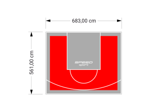 38M2/561X683CM CZERWONO-SZARE BOISKO DO KOSZYKÓWKI SPEEDSPORT HEXA POWER PRO