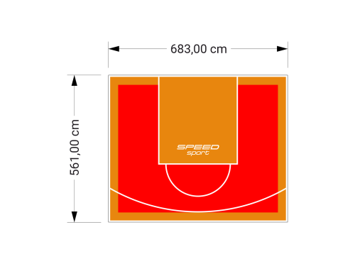 38M2/561X683CM CZERWONO-POMARAŃCZOWE BOISKO DO KOSZYKÓWKI SPEEDSPORT HEXA POWER PRO