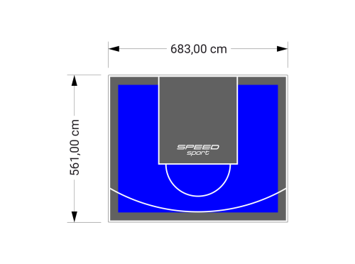38M2/561X683CM NIEBIESKO-GRAFITOWE BOISKO DO KOSZYKÓWKI SPEEDSPORT HEXA POWER PRO
