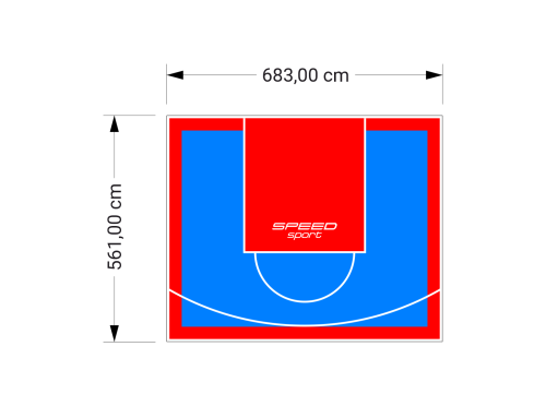 38M2/561X683CM BŁĘKITNO-CZERWONE BOISKO DO KOSZYKÓWKI SPEEDSPORT HEXA POWER PRO
