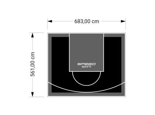 38M2/561X683CM CZARNO-GRAFITOWE BOISKO DO KOSZYKÓWKI SPEEDSPORT HEXA POWER PRO