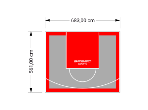 38M2/561X683CM SZARO-CZERWONE BOISKO DO KOSZYKÓWKI SPEEDSPORT HEXA POWER PRO