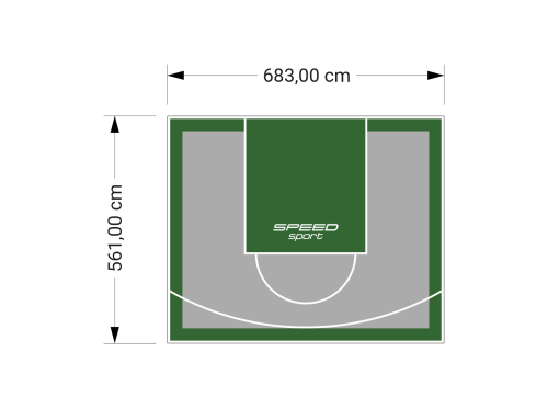 38M2/561X683CM SZARO-ZIELONE BOISKO DO KOSZYKÓWKI SPEEDSPORT HEXA POWER PRO
