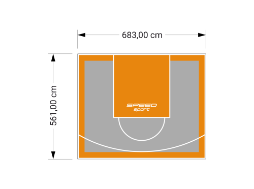 38M2/561X683CM SZARO-POMARAŃCZOWE BOISKO DO KOSZYKÓWKI SPEEDSPORT HEXA POWER PRO