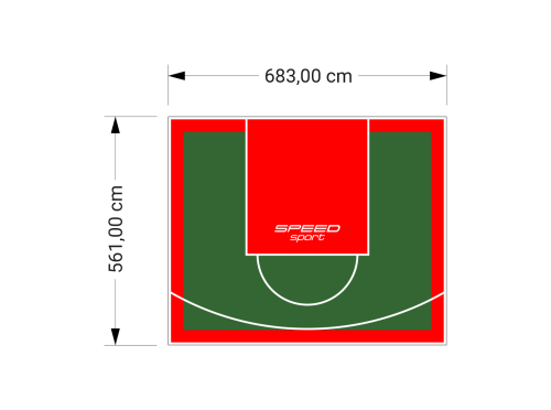 38M2/561X683CM ZIELONO-CZERWONE BOISKO DO KOSZYKÓWKI SPEEDSPORT HEXA POWER PRO