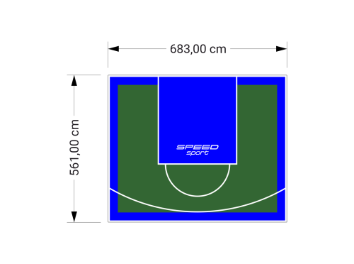38M2/561X683CM ZIELONO-NIEBIESKIE BOISKO DO KOSZYKÓWKI SPEEDSPORT HEXA POWER PRO