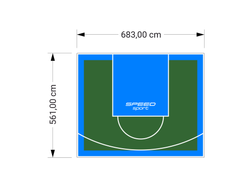38M2/561X683CM ZIELONO-BŁĘKITNE BOISKO DO KOSZYKÓWKI SPEEDSPORT HEXA POWER PRO