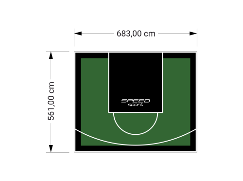 38M2/561X683CM ZIELONO-CZARNE BOISKO DO KOSZYKÓWKI SPEEDSPORT HEXA POWER PRO