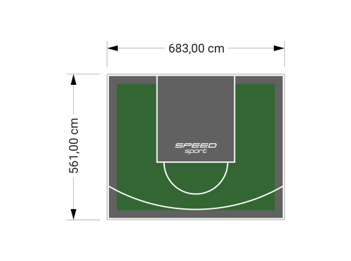 38M2/561X683CM ZIELONO-GRAFITOWE BOISKO DO KOSZYKÓWKI SPEEDSPORT HEXA POWER PRO