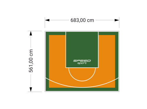 38M2/561X683CM POMARAŃCZOWO-ZIELONE BOISKO DO KOSZYKÓWKI SPEEDSPORT HEXA POWER PRO