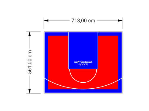 40M2/561X713CM CZERWONO-NIEBIESKIE BOISKO DO KOSZYKÓWKI SPEEDSPORT HEXA POWER PRO