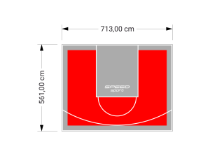 40M2/561X713CM CZERWONO-SZARE BOISKO DO KOSZYKÓWKI SPEEDSPORT HEXA POWER PRO