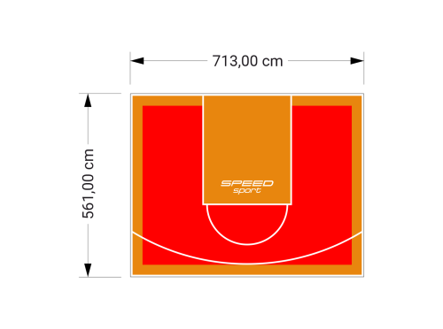 40M2/561X713CM CZERWONO-POMARAŃCZOWE BOISKO DO KOSZYKÓWKI SPEEDSPORT HEXA POWER PRO