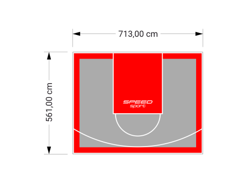 40M2/561X713CM SZARO-CZERWONE BOISKO DO KOSZYKÓWKI SPEEDSPORT HEXA POWER PRO