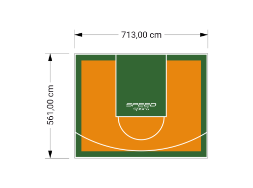 40M2/561X713CM POMARAŃCZOWO-ZIELONE BOISKO DO KOSZYKÓWKI SPEEDSPORT HEXA POWER PRO