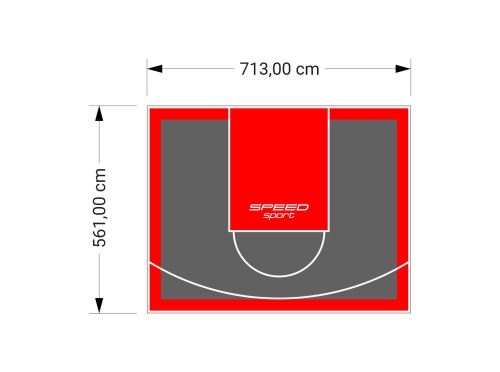 40M2/561X713CM GRAFITOWO-CZERWONE BOISKO DO KOSZYKÓWKI SPEEDSPORT HEXA POWER PRO