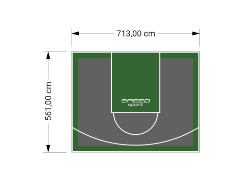 40M2/561X713CM GRAFITOWO-ZIELONE BOISKO DO KOSZYKÓWKI SPEEDSPORT HEXA POWER PRO