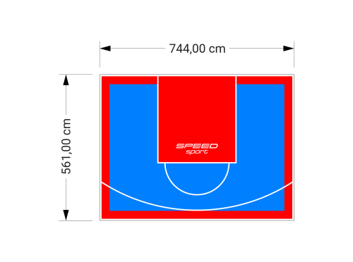 42M2/561X744CM BŁĘKITNO-CZERWONE BOISKO DO KOSZYKÓWKI SPEEDSPORT HEXA POWER PRO