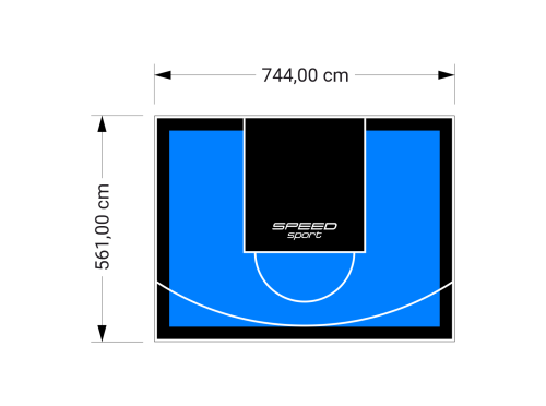 42M2/561X744CM BŁĘKITNO-CZARNE BOISKO DO KOSZYKÓWKI SPEEDSPORT HEXA POWER PRO