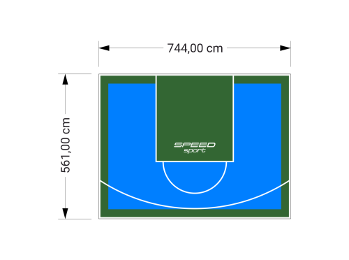 42M2/561X744CM BŁĘKITNO-ZIELONE BOISKO DO KOSZYKÓWKI SPEEDSPORT HEXA POWER PRO