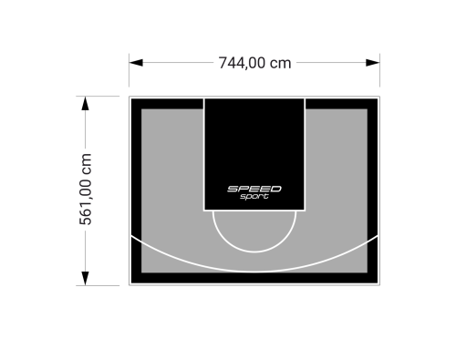 42M2/561X744CM SZARO-CZARNE BOISKO DO KOSZYKÓWKI SPEEDSPORT HEXA POWER PRO
