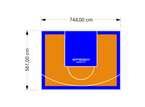 42M2/561X744CM POMARAŃCZOWO-NIEBIESKIE BOISKO DO KOSZYKÓWKI SPEEDSPORT HEXA POWER PRO