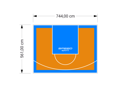 42M2/561X744CM POMARAŃCZOWO-BŁĘKITNE BOISKO DO KOSZYKÓWKI SPEEDSPORT HEXA POWER PRO