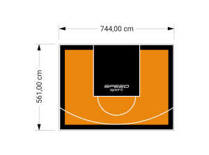42M2/561X744CM POMARAŃCZOWO-CZARNE BOISKO DO KOSZYKÓWKI SPEEDSPORT HEXA POWER PRO