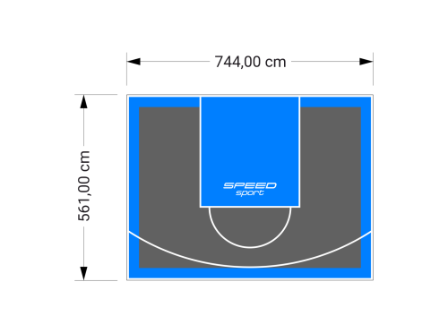 42M2/561X744CM GRAFITOWO-BŁĘKITNE BOISKO DO KOSZYKÓWKI SPEEDSPORT HEXA POWER PRO