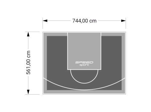 42M2/561X744CM GRAFITOWO-SZARE BOISKO DO KOSZYKÓWKI SPEEDSPORT HEXA POWER PRO