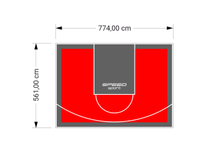 44M2/561X774CM CZERWONO-GRAFITOWE BOISKO DO KOSZYKÓWKI SPEEDSPORT HEXA POWER PRO