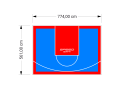 44M2/561X774CM BŁĘKITNO-CZERWONE BOISKO DO KOSZYKÓWKI SPEEDSPORT HEXA POWER PRO
