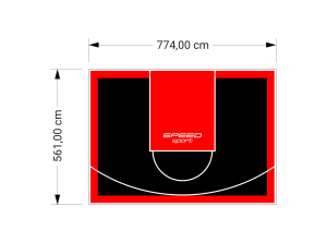 44M2/561X774CM CZARNO-CZERWONE BOISKO DO KOSZYKÓWKI SPEEDSPORT HEXA POWER PRO