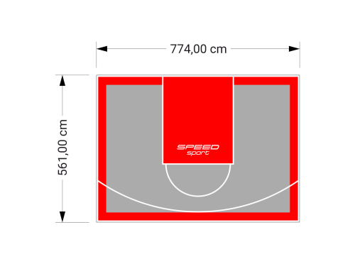 44M2/561X774CM SZARO-CZERWONE BOISKO DO KOSZYKÓWKI SPEEDSPORT HEXA POWER PRO