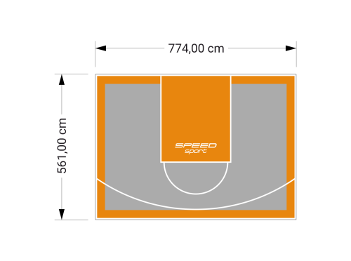 44M2/561X774CM SZARO-POMARAŃCZOWE BOISKO DO KOSZYKÓWKI SPEEDSPORT HEXA POWER PRO