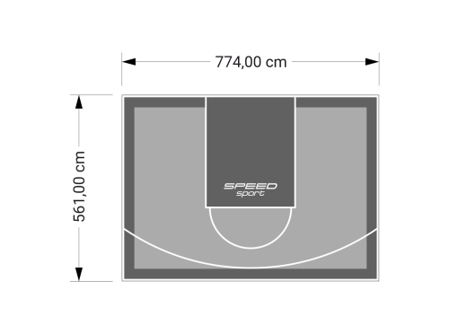 44M2/561X774CM SZARO-GRAFITOWE BOISKO DO KOSZYKÓWKI SPEEDSPORT HEXA POWER PRO