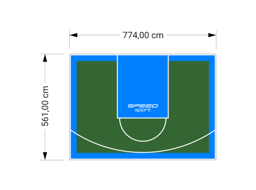 44M2/561X774CM ZIELONO-BŁĘKITNE BOISKO DO KOSZYKÓWKI SPEEDSPORT HEXA POWER PRO