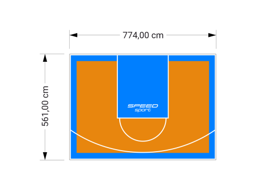 44M2/561X774CM POMARAŃCZOWO-BŁĘKITNE BOISKO DO KOSZYKÓWKI SPEEDSPORT HEXA POWER PRO