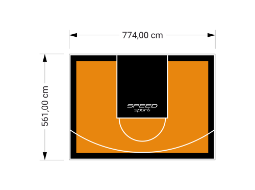 44M2/561X774CM POMARAŃCZOWO-CZARNE BOISKO DO KOSZYKÓWKI SPEEDSPORT HEXA POWER PRO