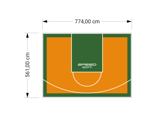 44M2/561X774CM POMARAŃCZOWO-ZIELONE BOISKO DO KOSZYKÓWKI SPEEDSPORT HEXA POWER PRO