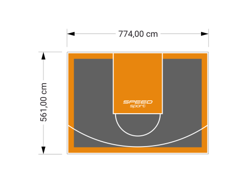 44M2/561X774CM GRAFITOWO-POMARAŃCZOWE BOISKO DO KOSZYKÓWKI SPEEDSPORT HEXA POWER PRO