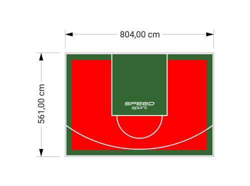 45M2/561X804CM CZERWONO-ZIELONE BOISKO DO KOSZYKÓWKI SPEEDSPORT HEXA POWER PRO