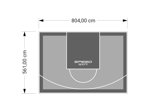 45M2/561X804CM SZARO-GRAFITOWE BOISKO DO KOSZYKÓWKI SPEEDSPORT HEXA POWER PRO
